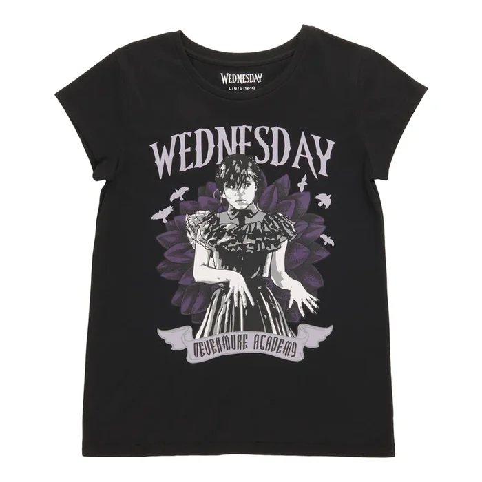 Girls’ Licensed Wednesday Printed T-Shirt