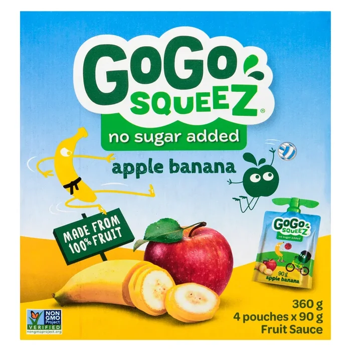 GoGo Squeez Apple Banana Fruit Sauce Pouches, 4-Pack, 90 g