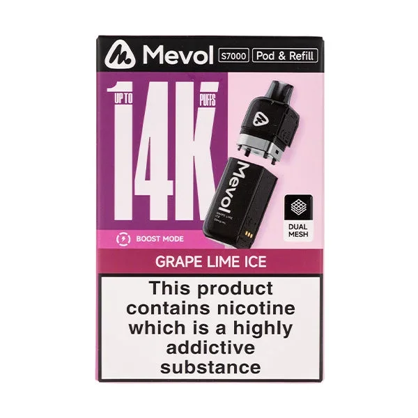 Grape Lime Ice S7000 Prefilled Pod + Refill by Mevol