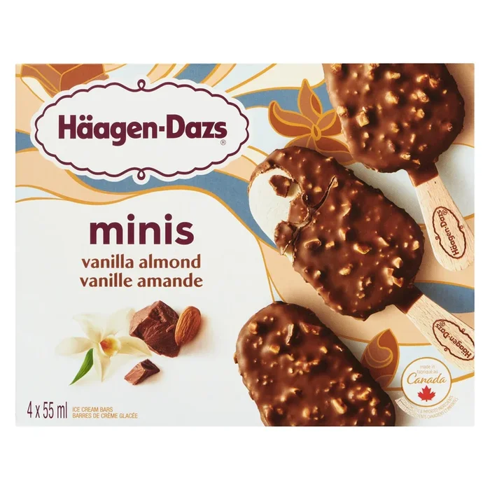 Haagen-Dazs Mini Vanilla Almond Ice Cream Bars, 55-ml, 4-pack