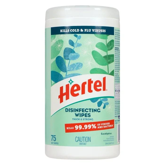Hertel Eucalyptus Heavy Duty Disinfecting Wipes, 75-Pack