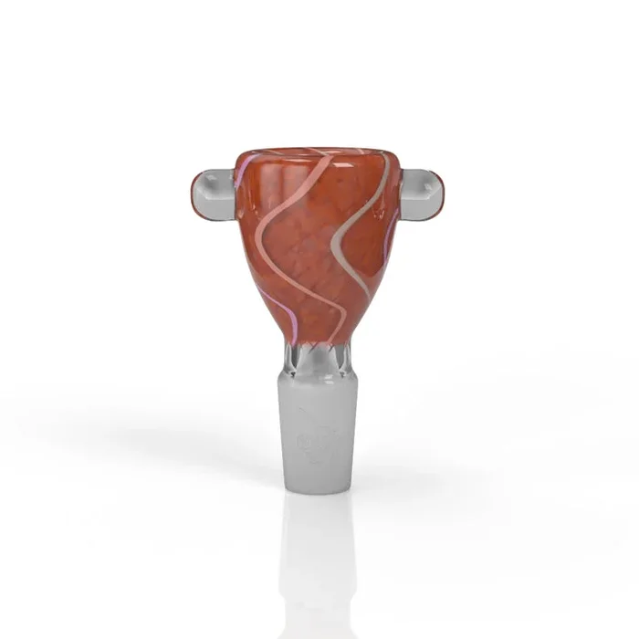 HONEYBEE HERB GLASS FLOWER BOWL (FB-8) RED/ WHITE SWIRL- 14MM MALE