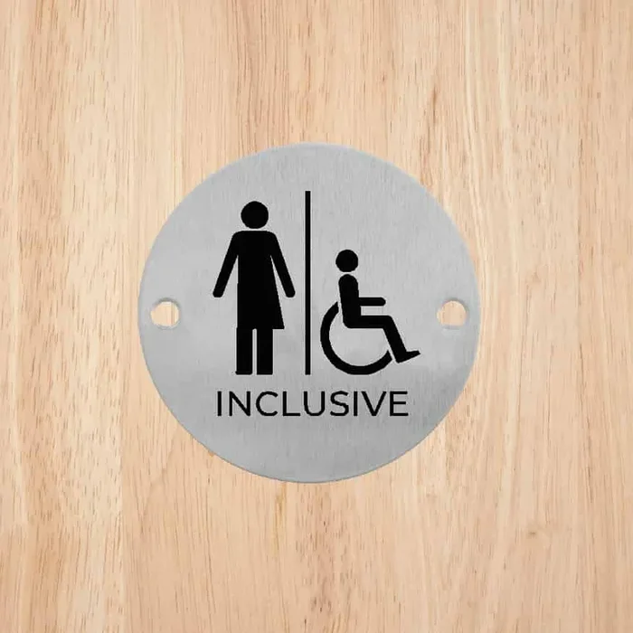 Inclusive Toilet Door Sign SS