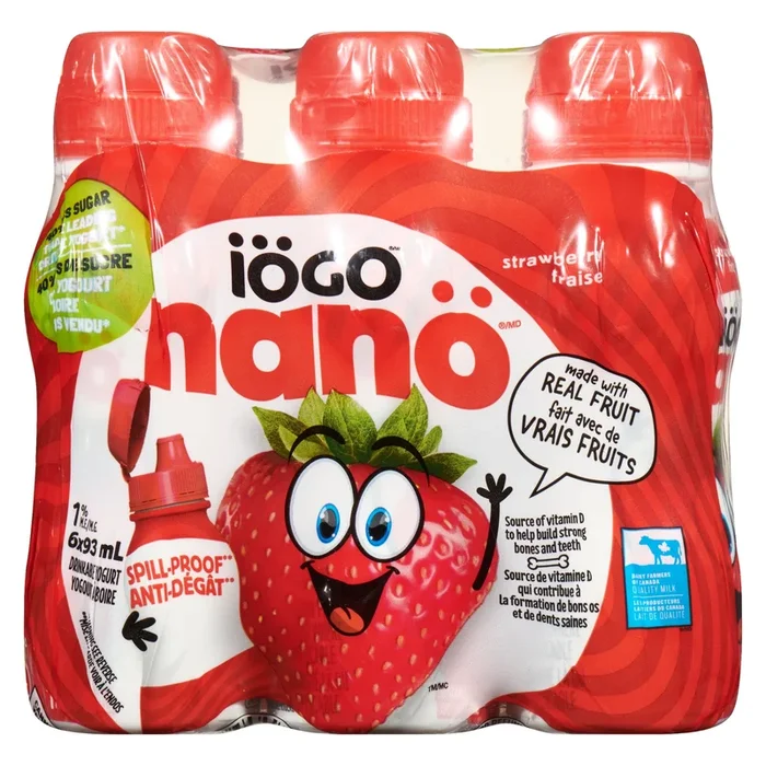 Iogo Nano Strawberry Drinkable Yogurt 1% M.F. 6pk. – 558ml