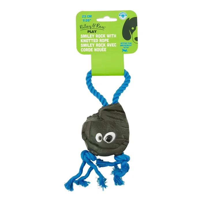 Jouet amusant sur corde Smiley Rock Riley & Rex pour chiens, assortiment