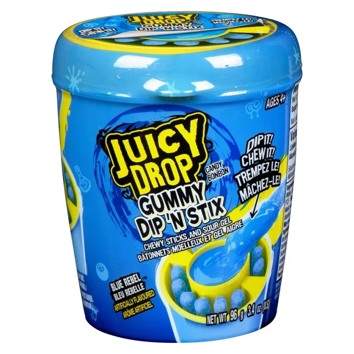 Juicy Drop Gummy Dip ‘N Stix Candy Chewy Sticks and Sour Gel, 96-g