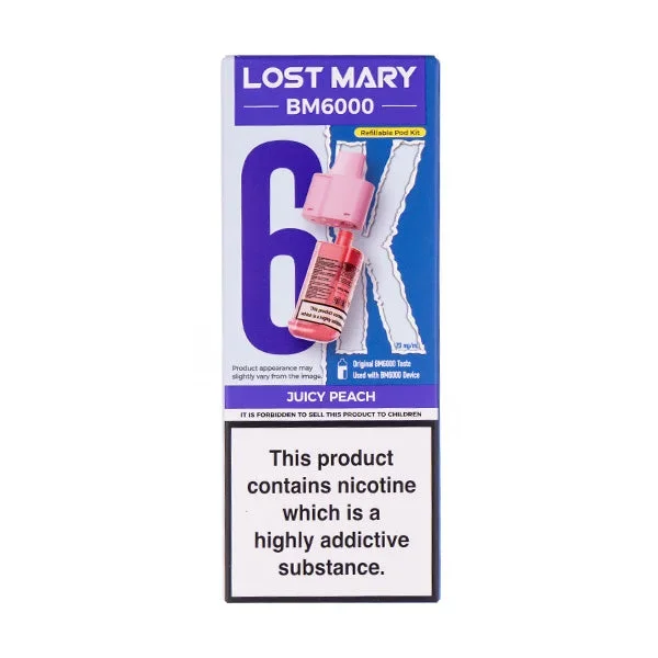 Juicy Peach BM6000 Prefilled Pod + Refill by Lost Mary
