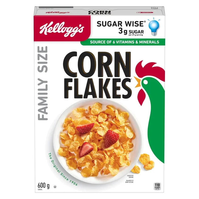 Kellogg’s Family Size Corn Flakes Cereal, 600-g