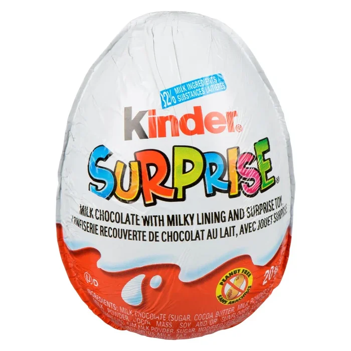 Kinder Surprise Milk Chocolate with Milky Lining and Surprise Toy, 20-g