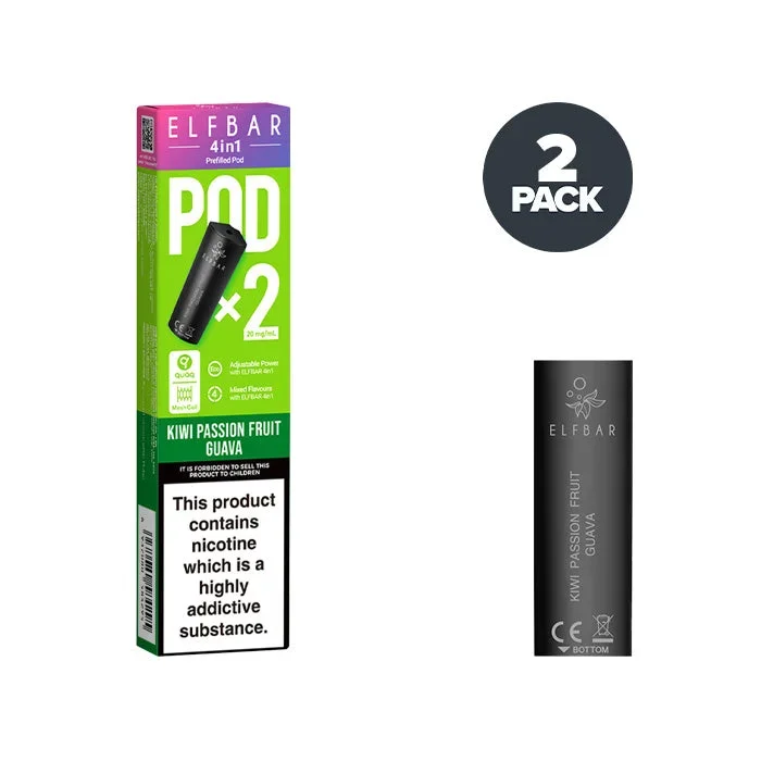 Kiwi Passion Fruit Guava Elf Bar 4 in 1 Prefilled Pods