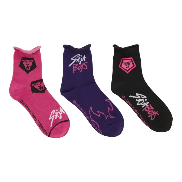 KPop Demon Hunters Women’s Licensed Quarter Crew Socks, 3-Pack