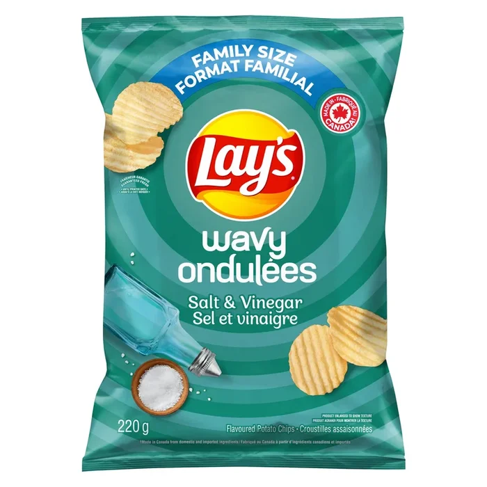 Lay’s Wavy Salt and Vinegar Potato chips, 220-g