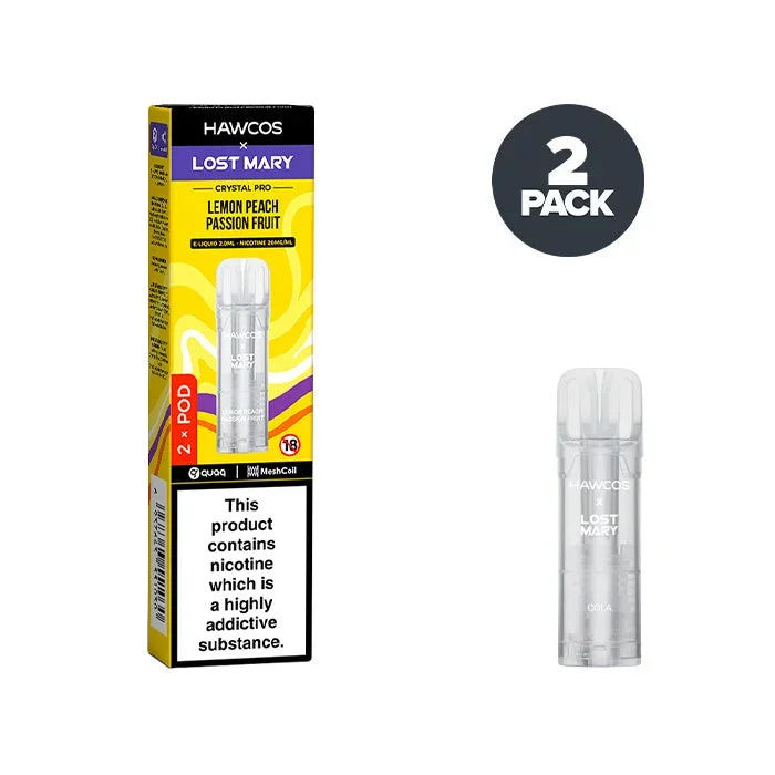 Lemon Peach Passionfruit Hawcos X Lost Mary Crystal Pro Prefilled Pods