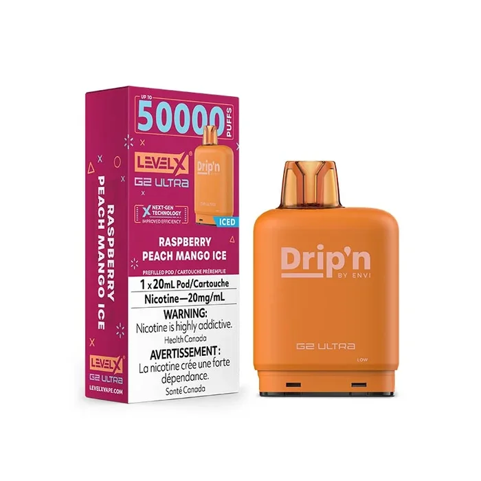 Level X Drip’n G2 Ultra Pod – Raspberry Peach Mango Ice (ON)