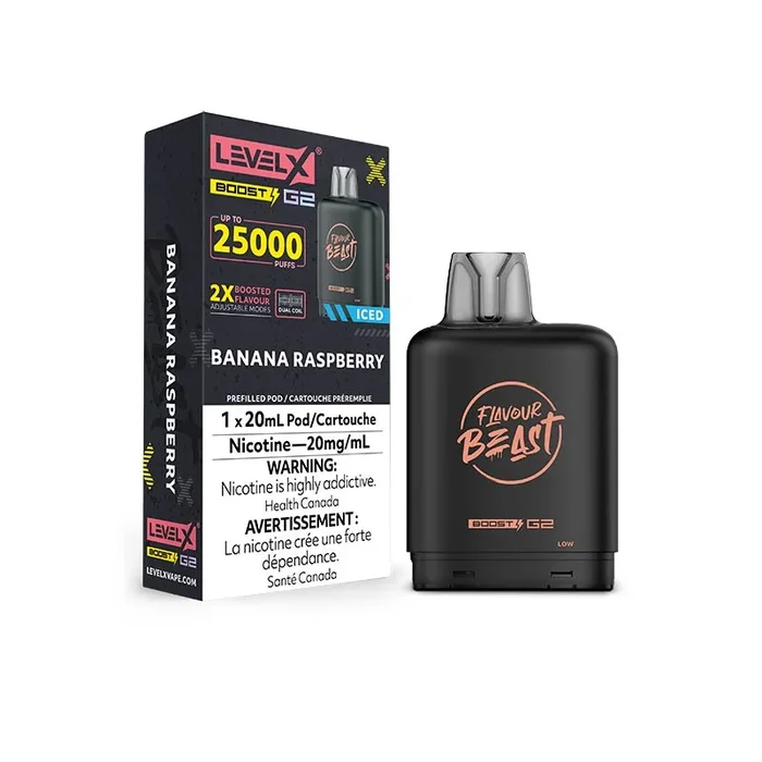 Level X Flavour Beast Boost G2 Pod – Banana Raspberry Iced (ON)