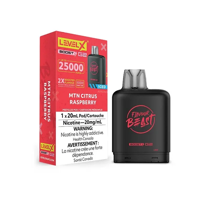 Level X Flavour Beast Boost G2 Pod – MTN Citrus Raspberry (ON)