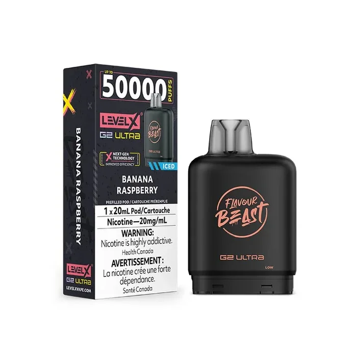Level X G2 Ultra Pod – Flavour Beast – Banana Raspberry Iced (ON)