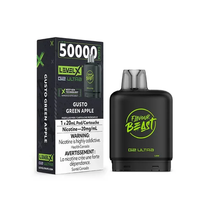 Level X G2 Ultra Pod – Flavour Beast – Gusto Green Apple (ON)