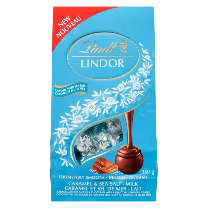 Lindt Lindor Caramel and Sea Salt Milk Chocolate, 150 g