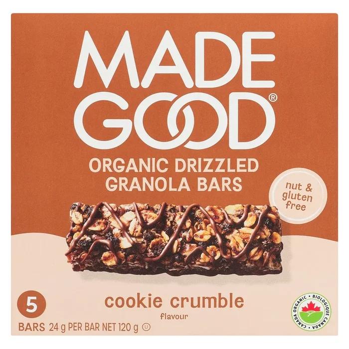 Made Good Barres Granola Bio avec Filet Saveur Croustillant de Biscuits, emb. de 5, 120 g