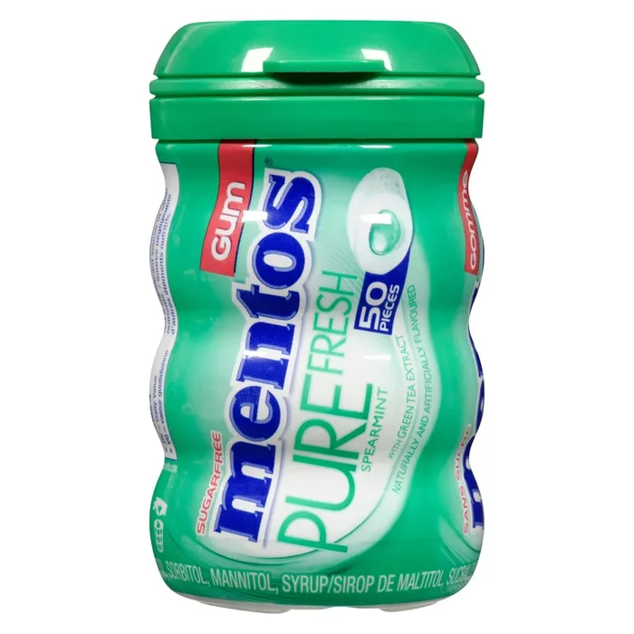 Mentos Pure Fresh Gomme Sans Sucre Menthe Verte, Emballage de 50, 100 g