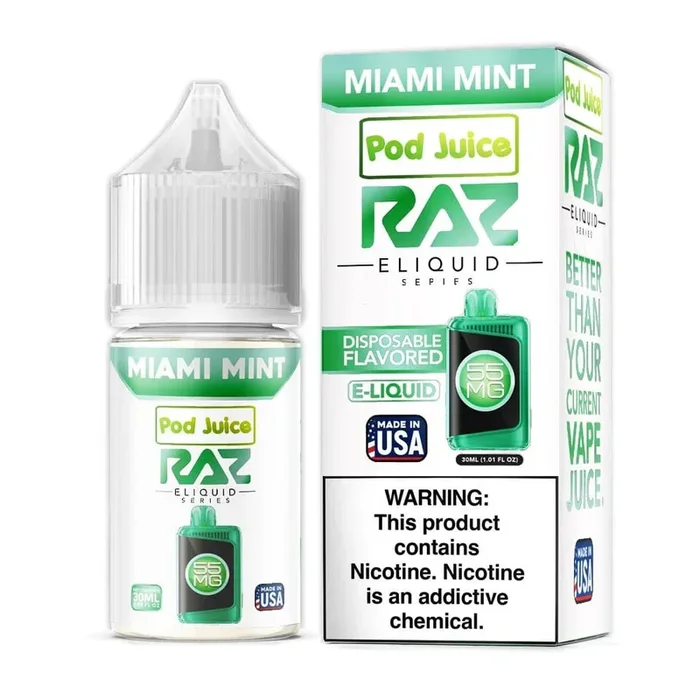 Miami Mint SALT – Pod Juice x Raz E-Liquid – 30mL