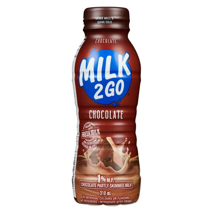 Milk 2 Go Chocolate Partly Skimmed Milk 1% M.F., 310 ml