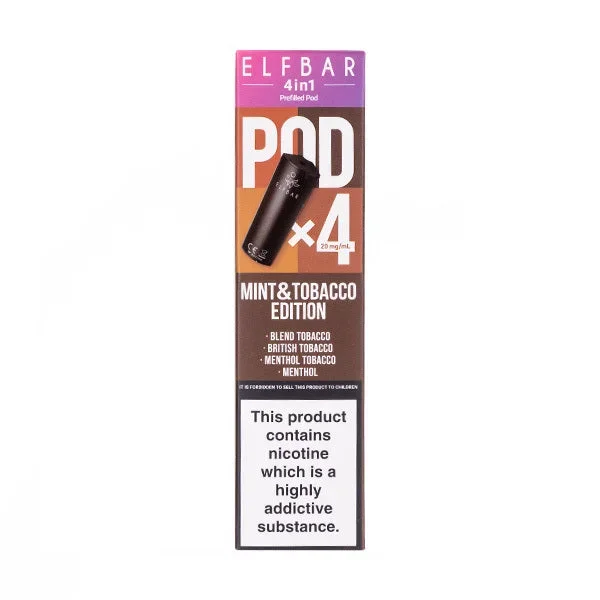 Mint and Tobacco Edition 4 in 1 Prefilled Pods by Elf Bar – 4 Pods