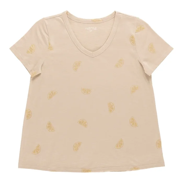 mySTYLE Women’s Glitter V-Neck Tee