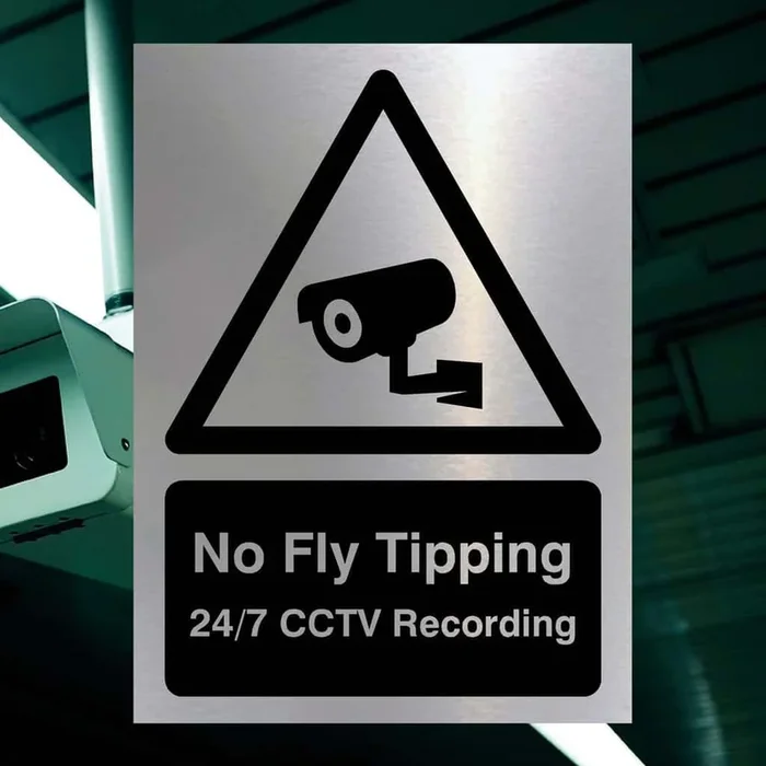 No Fly Tipping CCTV Silver Sign