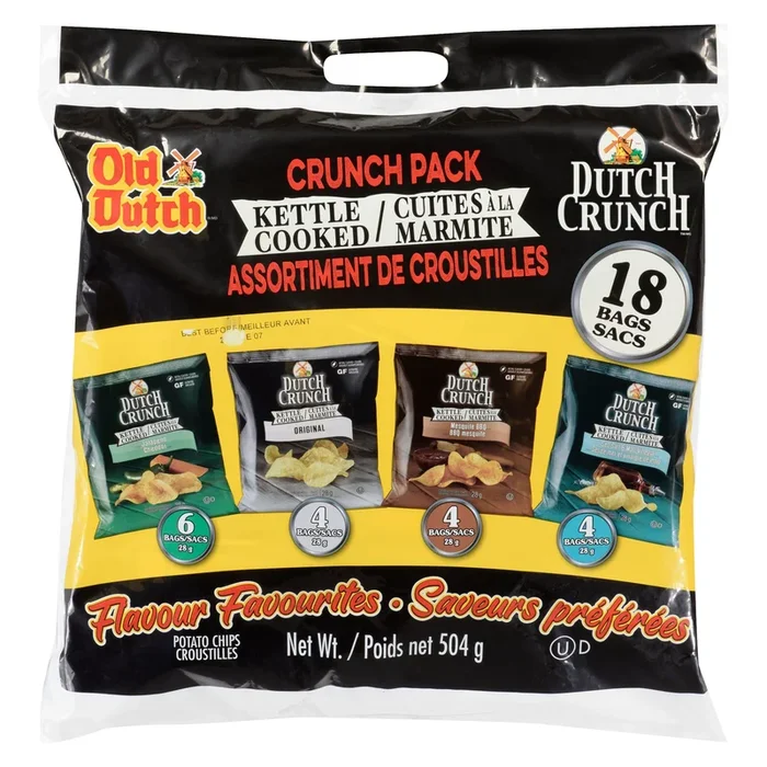 Old Dutch Dutch Crunch Potato Chips Flavour Favourites Crunch Pack, 18-Bags, 504-g