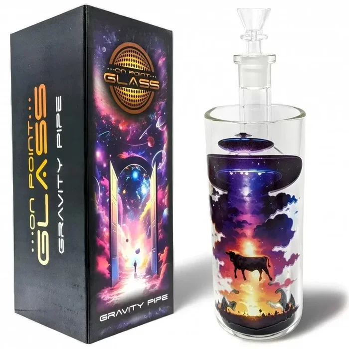 On Point Glass – 8″ Boogie W/ Bovines Gravity Water Pipe | Cow Abduction Theme