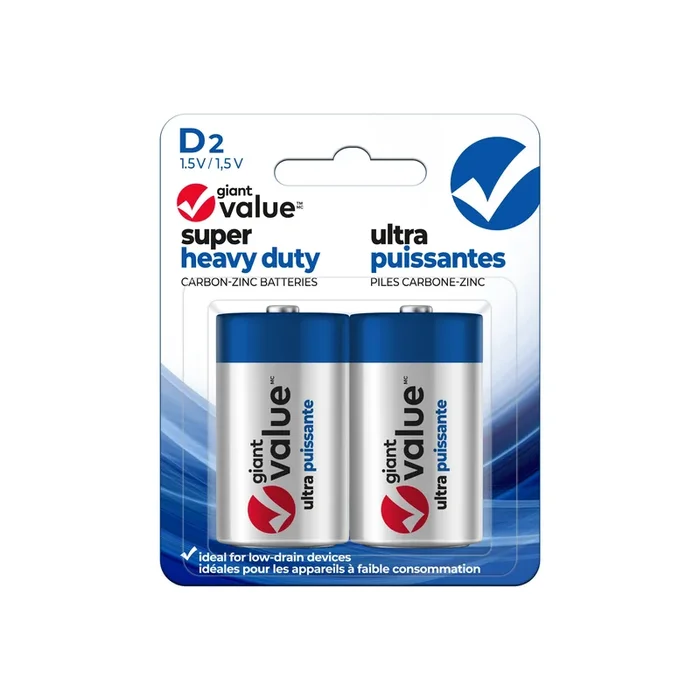 Piles D super puissantes Giant Value, emb. de 2