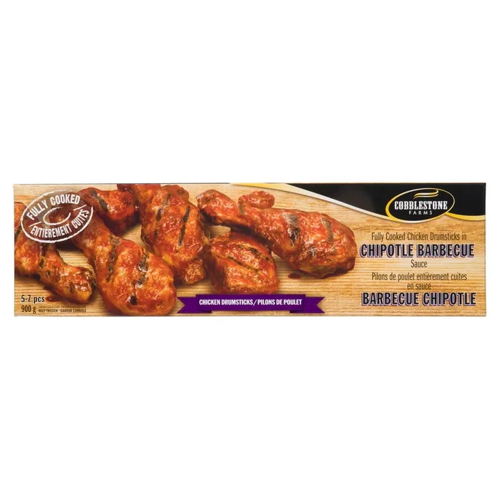 Pilons de poulet dans une sauce barbecue au chipotle Cobblestone Farms – 900 g