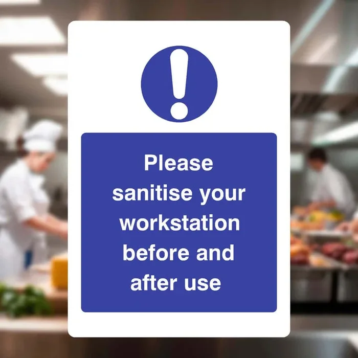 Please Sanitise Your Workstation Before And After Use Sign