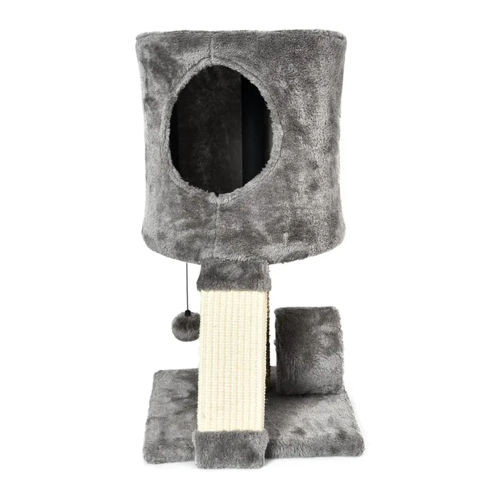 Polyester and Wood Cat Tree with Top Fort, 22.8-in, Grey
