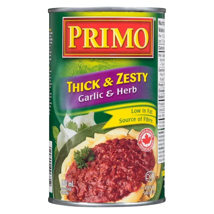 Primo Thick and Zesty Garlic and Herb Pasta Sauce – 680ml