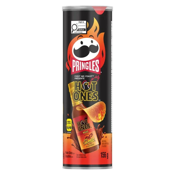 Pringles Hot Ones Croustilles Saveur de Rojo, 156 g