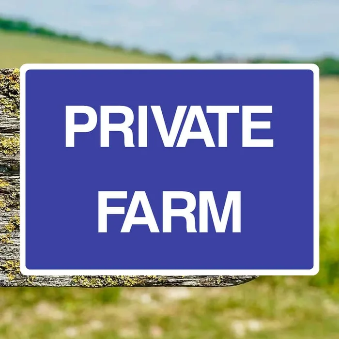 Private Farm Sign Blue