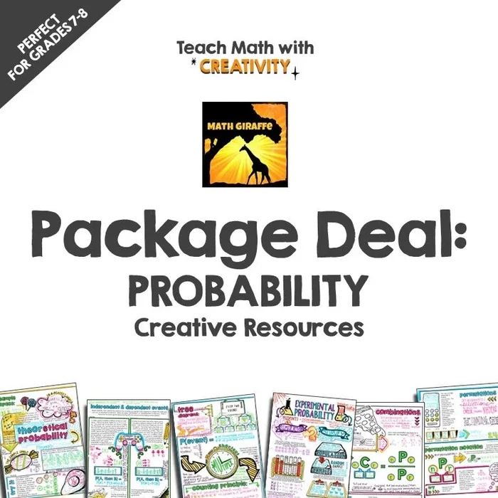 Probability PACKAGE DEAL | Doodle Note Sets + Creative Quiz for Middle School