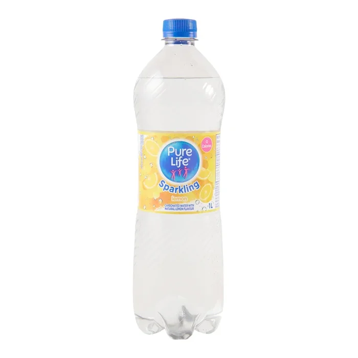 Pure Life Sparkling Carbonated Water with Natural Lemon Flavour, 1 L
