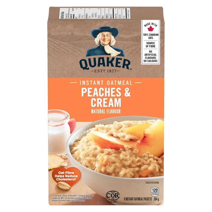 Quaker Peaches and Cream Flavoured Oatmeal, 264-g