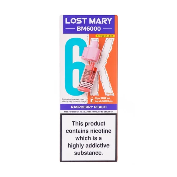 Raspberry Peach BM6000 Prefilled Pod + Refill by Lost Mary