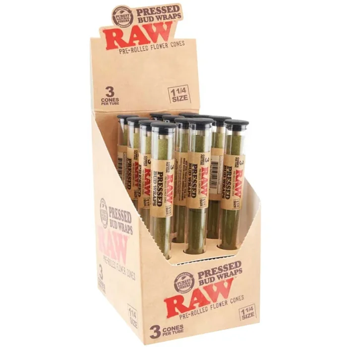 RAW- 3PK 1 1/4 SIZE PRESSED BUD WRAPS