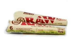 RAW- 6PK 1 1/4 ORGANIC HEMP CONES