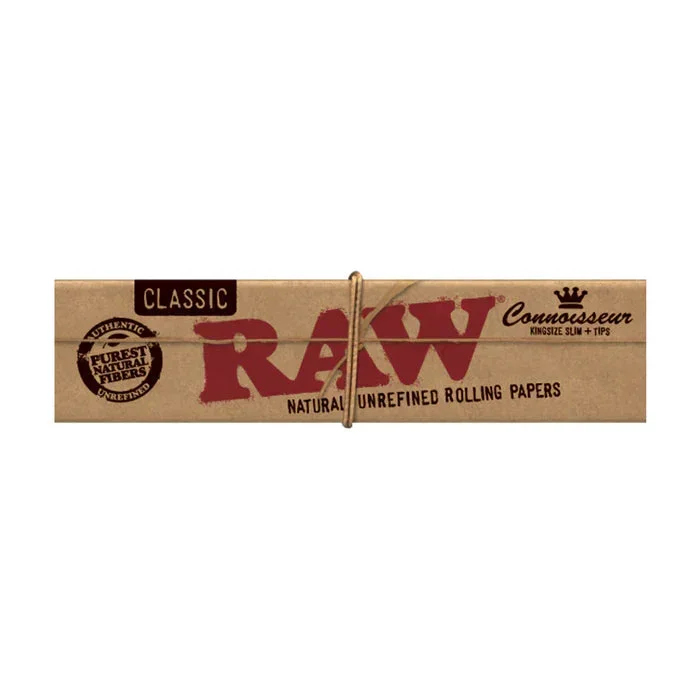 RAW – Classic Connoisseur King Size Slim Rolling Papers w/ Tips