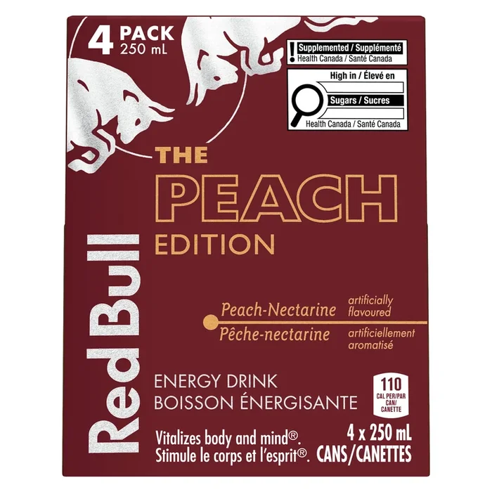 Red Bull The Peach Edition Peach-Nectarine Energy Drink, 4-Pack, 250-ml