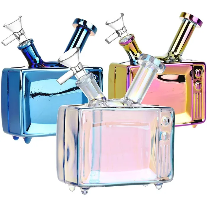 Retro TV Electroplated Glass Bong – Colors Vary
