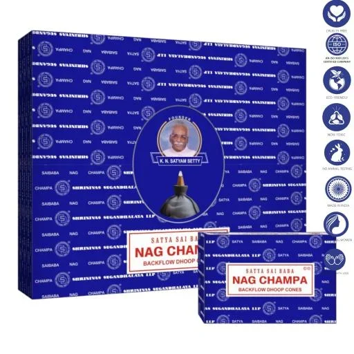 Satya Backflow Cones – Nag Champa Backflow Dhoop Incense 10 Cones