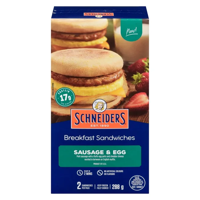 Schneiders Breakfast Sandwiches Sausage & Egg, 2-Pack, 288 g